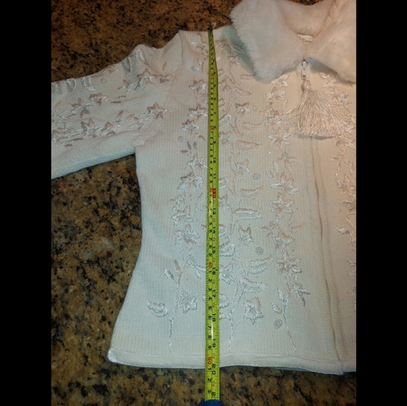 The White House beaded embroidered zip up jacket with faux fur, size small - Picture 4 of 5